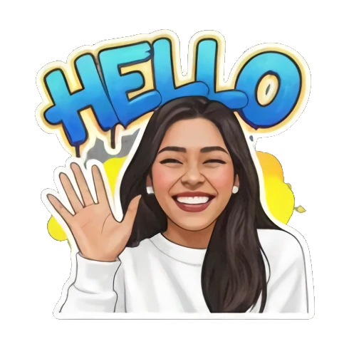 女孩挥手打招呼 Graffiti Girl Vibes sticker for expressive chats and social replies.