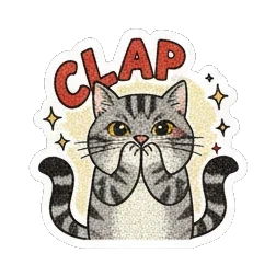 开心鼓掌的猫咪 Vintage Tabby Cat Moods sticker for expressive chats and social replies.