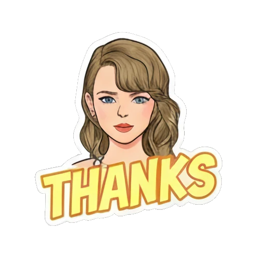 Pop star looking polite with 'THANKS' text Pop Star Daily Vibes sticker for expressive chats and social replies.
