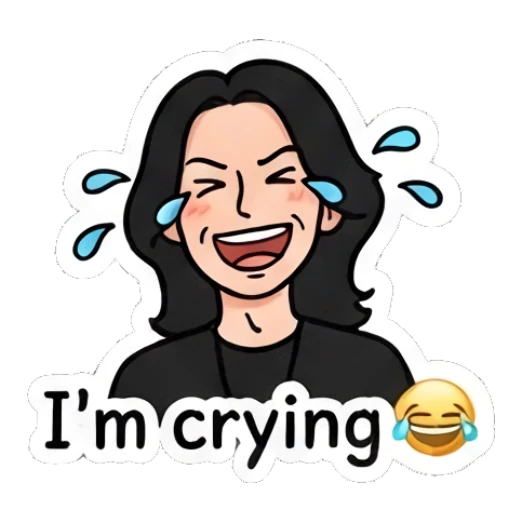 Happy girl laughing with tears of joy. Cool Rocker Girl Daily Life sticker for expressive chats and social replies.