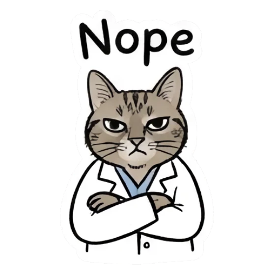 Serious cat with arms crossed Doctor Tabby Cat Daily sticker for expressive chats and social replies.