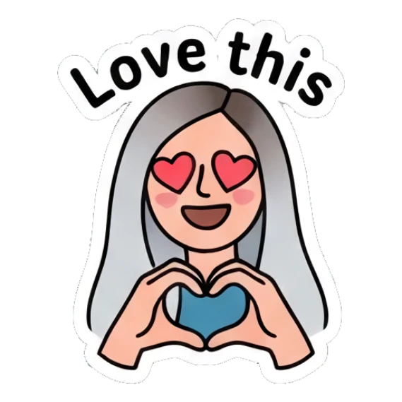 Girl forming a heart shape with hands and heart eyes Cool Girl Daily Vibes sticker for expressive chats and social replies.