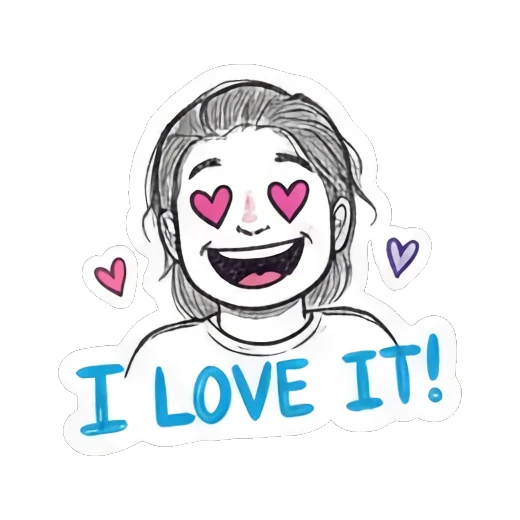 爱心眼女孩说I LOVE IT Doodle Girl Daily Vibes sticker for expressive chats and social replies.