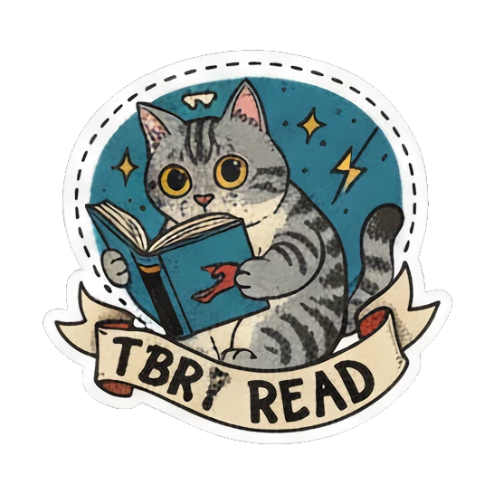 cat holding a book to be read Literary Tabby Adventures sticker for expressive chats and social replies.