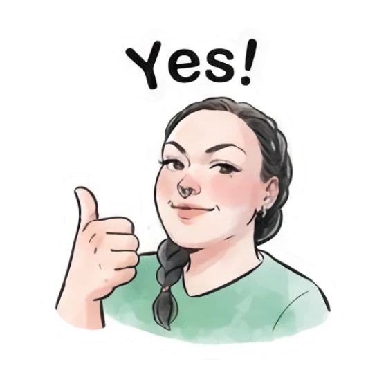 Girl giving a thumbs up with a positive yes expression. Modern Girl Daily Expressions sticker for expressive chats and social replies.