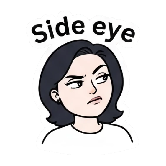 Skeptical woman giving a side eye glance Daily Life of a Modern Girl sticker for expressive chats and social replies.