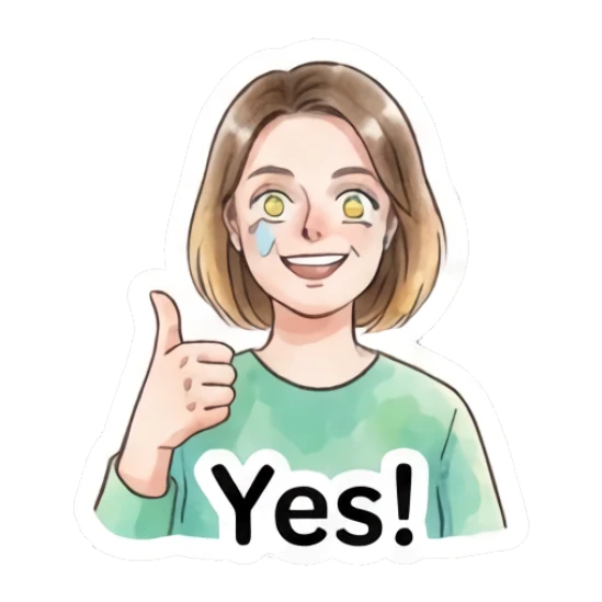 Positive young woman giving a thumbs up Modern Girl Expressions sticker for expressive chats and social replies.