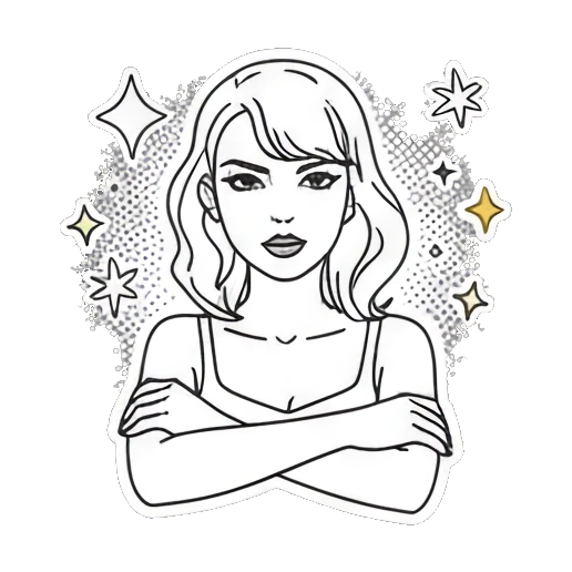 Girl with crossed arms looking confident with text SLAY Pop Art Girl Expressions sticker for expressive chats and social replies.