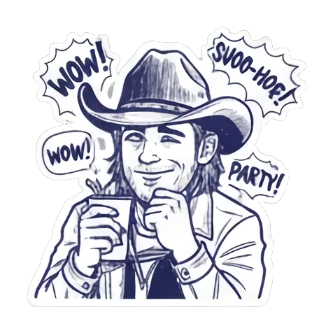 牛仔开心大笑 Cowboy Expressive Stickers sticker for expressive chats and social replies.