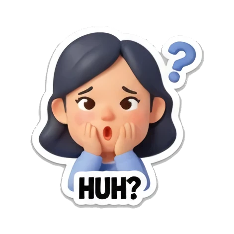 困惑的少女说HUH Cheerful Girl Daily Life sticker for expressive chats and social replies.