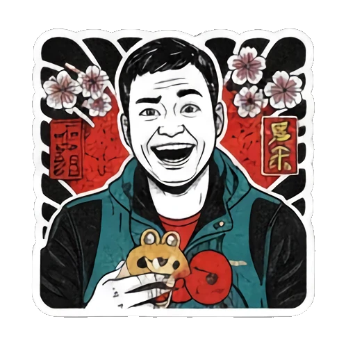 Expressive male character Ukiyo-e Guy's Moods sticker for expressive chats and social replies.