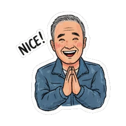 Grandpa making a heart shape with hands Cheerful Grandpa Daily Life sticker for expressive chats and social replies.