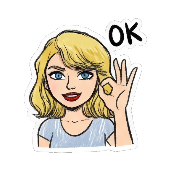 Blonde girl making an OK gesture with text OK Blonde Girl Doodle Diary sticker for expressive chats and social replies.