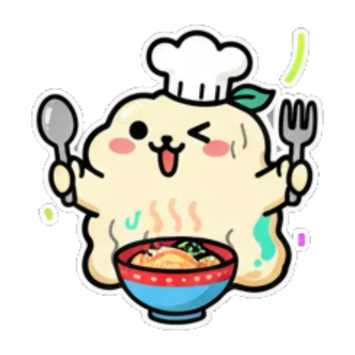 厨师团子享受美食 Cute Chef Dumpling Stickers sticker for expressive chats and social replies.