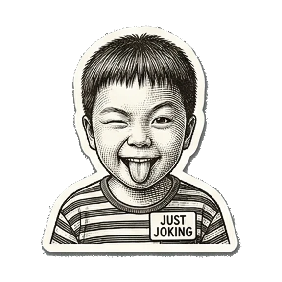 Playful boy sticking tongue out. Little Boy's Engraved Emotions sticker for expressive chats and social replies.