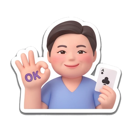 Gamer giving an OK sign Playful Card Gamer sticker for expressive chats and social replies.