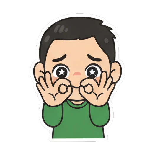 Boy making okay gesture with star eyes Cheerful Green Shirt Boy sticker for expressive chats and social replies.