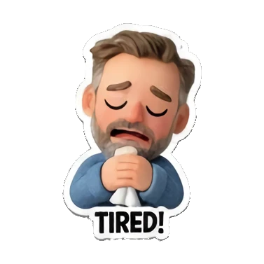 大叔疲惫不堪 Cheerful Bearded Guy sticker for expressive chats and social replies.