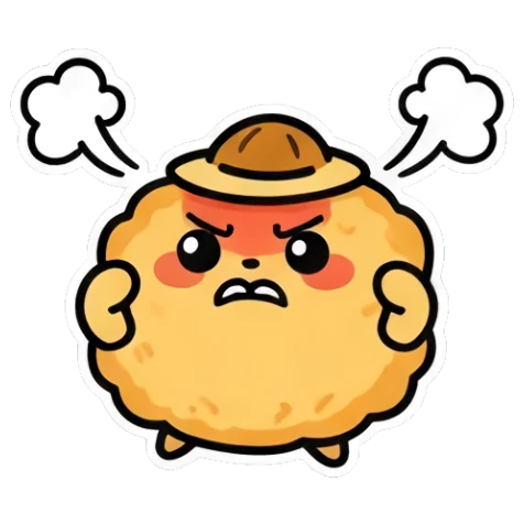 Angry creature fuming with steam Fluffy Hat Creature Stickers sticker for expressive chats and social replies.