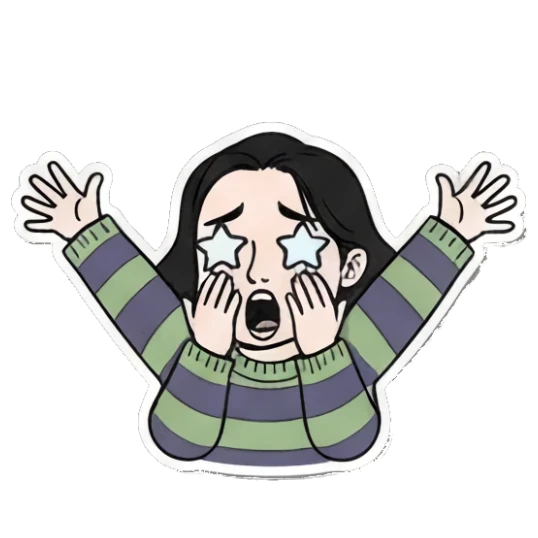 兴奋欢呼YEAH Cartoon Girl Expressions sticker for expressive chats and social replies.