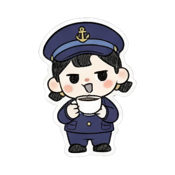 比耶水手喝咖啡 Little Sailor's Daily Fun sticker for expressive chats and social replies.