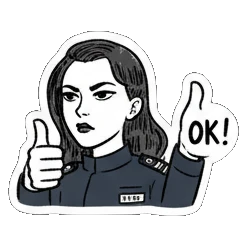 女警点赞OK! Quirky Officer Expressions sticker for expressive chats and social replies.