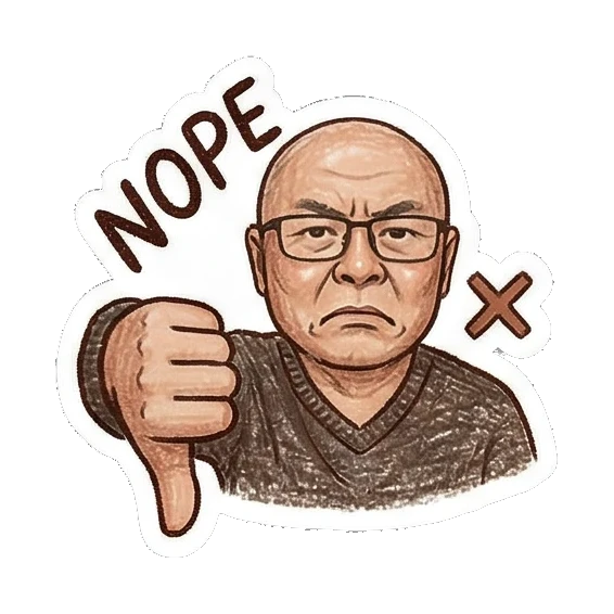 Thumbs down nope Bald Uncle Daily Life sticker for expressive chats and social replies.