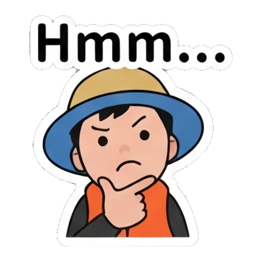 Fisherman boy thinking with a hand on his chin Fisherman Boy Daily Life sticker for expressive chats and social replies.