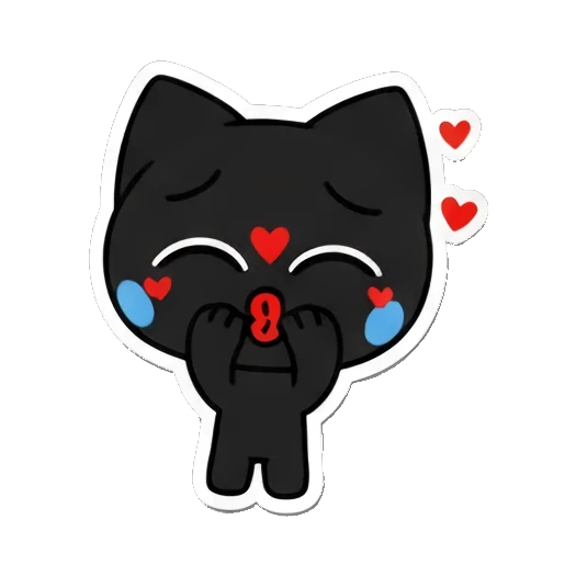 cat blowing a kiss with hearts Playful Black Cat Expressions sticker for expressive chats and social replies.