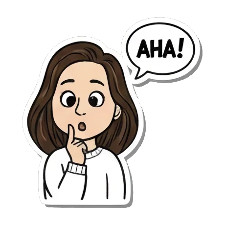 思考女孩说Aha Cartoon Girl Expressions sticker for expressive chats and social replies.