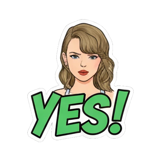 Pop star smiling confidently with 'YES!' text Pop Star Daily Vibes sticker for expressive chats and social replies.