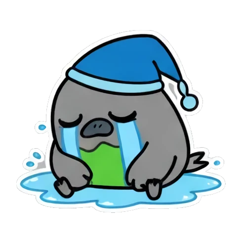 小鸟戴睡帽伤心哭泣 Cute Bird Emotions sticker for expressive chats and social replies.