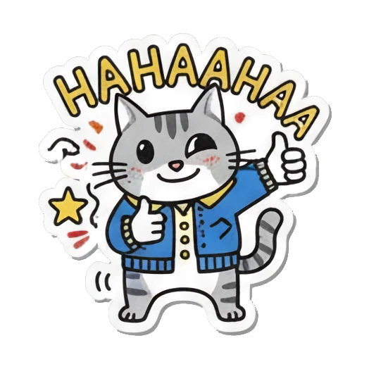 happy cat laughing with thumbs up Playful Tabby Cat Daily sticker for expressive chats and social replies.