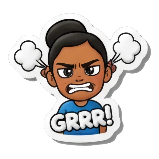 angry with steam Playful Girl Expressions sticker for expressive chats and social replies.