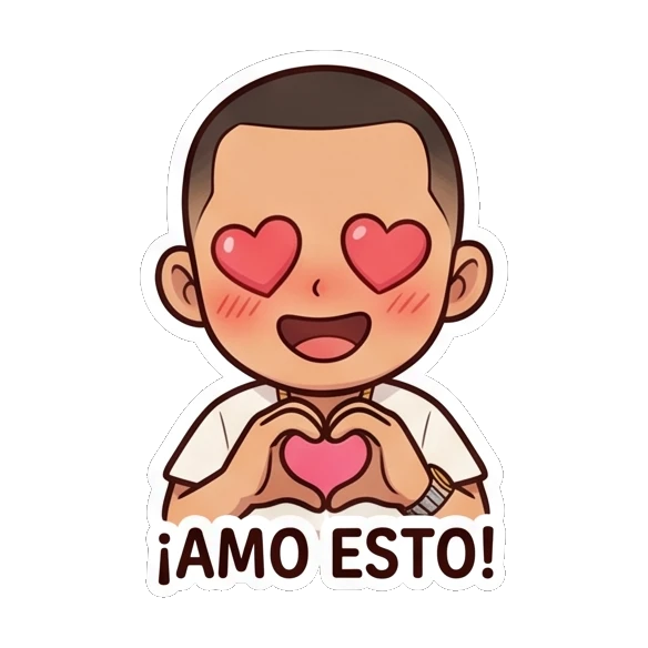 Man with heart eyes making a heart shape with hands Cool Urban Guy Daily sticker for expressive chats and social replies.