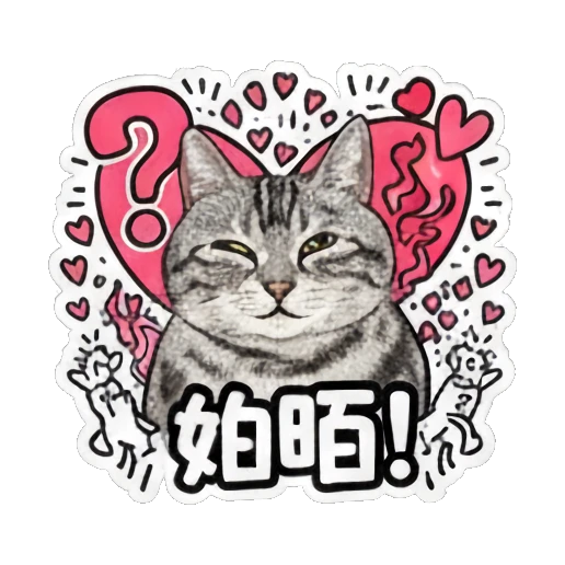 Cat winking with mischievous expression and text 怕怕 Keith Haring Style Cat Expressions sticker for expressive chats and social replies.