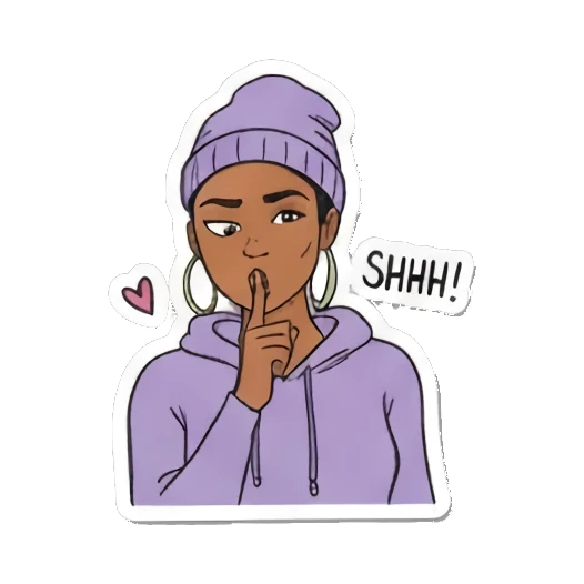 嘘！保持安静 Doodle Girl Moods sticker for expressive chats and social replies.