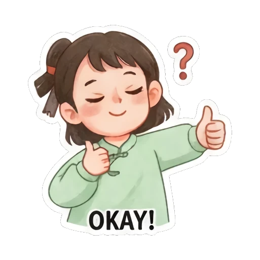 竖起大拇指点赞 Zen Girl Daily Life sticker for expressive chats and social replies.