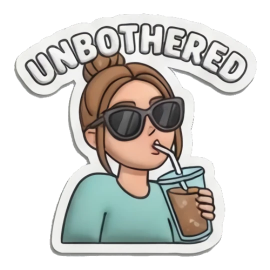 Girl wearing sunglasses drinking iced coffee Puffy Girl Daily Life sticker for expressive chats and social replies.