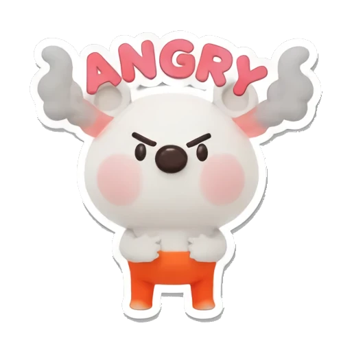 Polar bear cub looks furious with ANGRY text, steam rising from head. Cheerful Polar Bear Cub sticker for expressive chats and social replies.