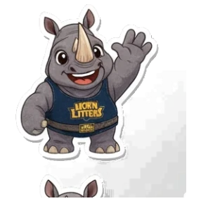 犀牛挥手打招呼 Chubby Rhino Fun sticker for expressive chats and social replies.