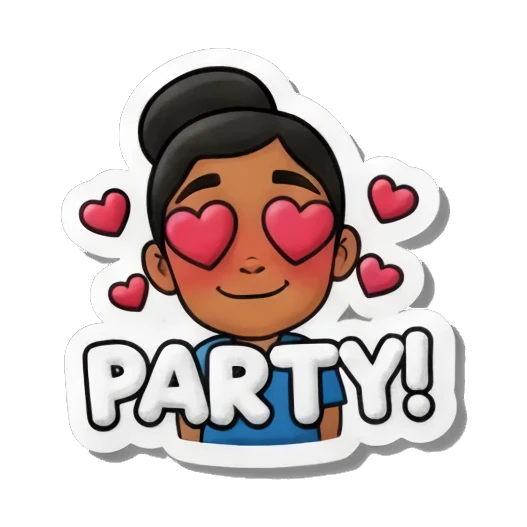 party celebration Playful Girl Expressions sticker for expressive chats and social replies.