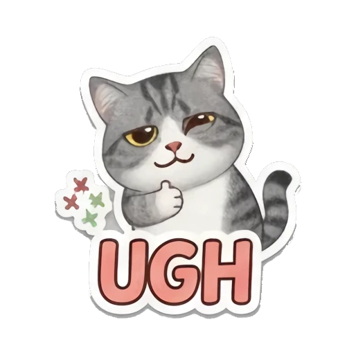 沮丧猫咪说UGH Kitty's Festive Feelings sticker for expressive chats and social replies.