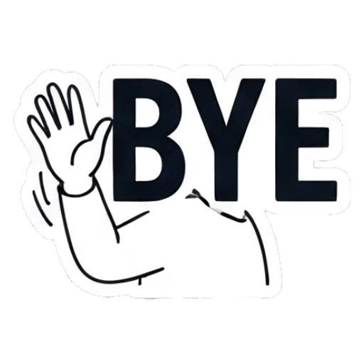 Bald man waving goodbye with 'BYE' text Bald Guy Daily Vibes sticker for expressive chats and social replies.