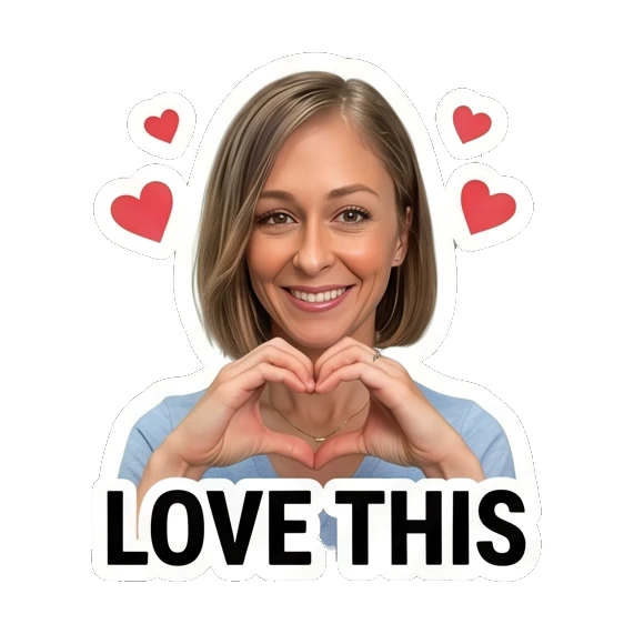 Woman making heart shape with hands Daily Life Expressions sticker for expressive chats and social replies.