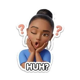 思考中的疑惑表情 Cheerful 3D Girl Expressions sticker for expressive chats and social replies.