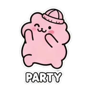 Blob dancing at a party Pinky Blob Adventures sticker for expressive chats and social replies.