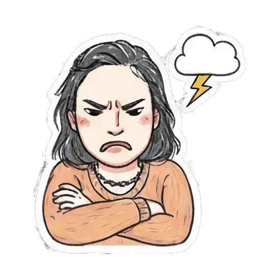 angry girl with storm cloud Daily Life of a Playful Girl sticker for expressive chats and social replies.