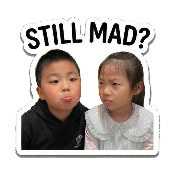 making okay hand signs Siblings Daily Life sticker for expressive chats and social replies.