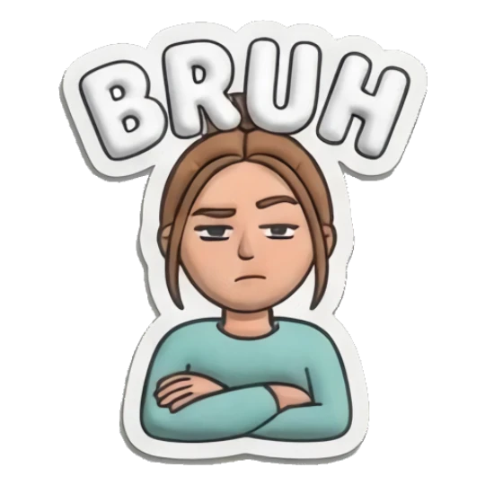 Girl looking unimpressed with arms crossed Puffy Girl Daily Life sticker for expressive chats and social replies.